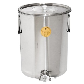 Abfüllkübel 50 kg aus Rostfrei-Quetschhahn Mellarius
