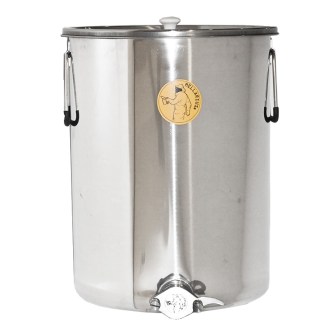 Abfüllkübel 50 kg aus Rostfrei-Quetschhahn Mellarius