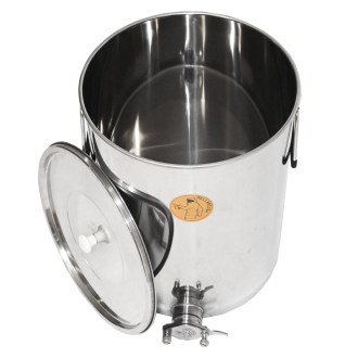 Abfüllkübel 50 kg aus Rostfrei-Quetschhahn Mellarius