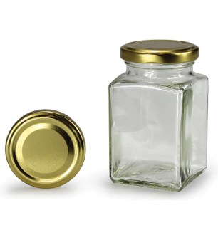 Vierkantglas mit goldenem Deckel 260 ml (TO 58)