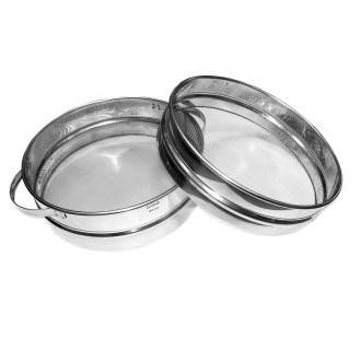 Sieb aus Edeldtahl doppelt flach 23 cm mit Griffen
