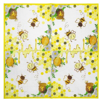 Papier-Servietten „Biene mit Honig und Waben“ – 20 Stück