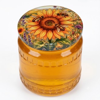 Deckel für Glas TO 82 - Gemalte Sonnenblume - HOJ4
